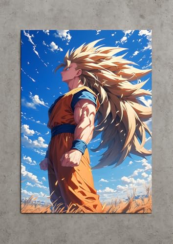 Image of NIJUKA Anime Printed A4 Size Metal sheet Poster For Home And Room Decoration | For Anime Art Fans Boys And Girls (All time Power Full Sayan Form SS3)