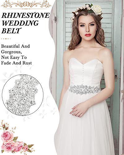 Jecery 3 Pieces Rhinestone Bridal Wedding Sash Belts Handmade Crystal Bridesmaid Sash for Formal Evening Dress Belts4
