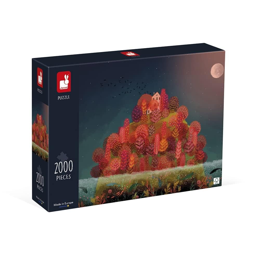 Janod - Puzzle 2000 elementów - jesień czerwona - odpowiednia dla dorosłych nastolatków i dzieci - europejska produkcja i certyfikat FSC - od 10 lat, J02518