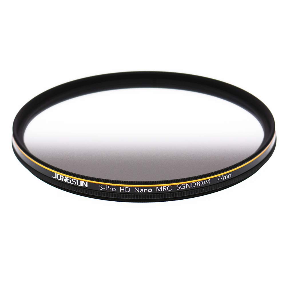 JONGSUN Filtr ND 77 mm, kolorowy miękki stopniowany szary filtr neutralnej gęstości, 18-warstwowy wielowarstwowy, szkło optyczne Schott B270, CSGND8 (0,9) 3-stopowy