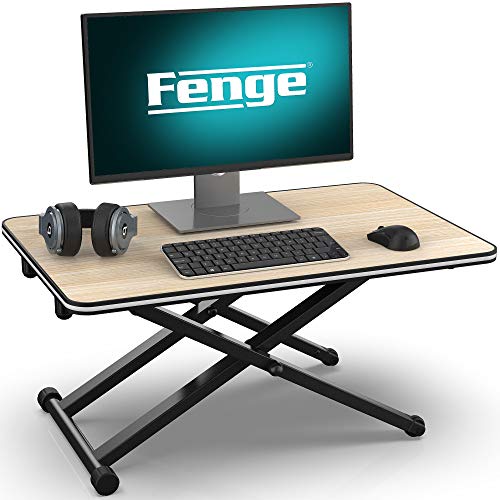 Fenge Sitz-Steh-Schreibtisch Aufsatz Höhenverstellbare ergonomische Büro Workstation für PC Computer Bildschirm Laptop L65xW40xH(6-40) cm SD255006WO