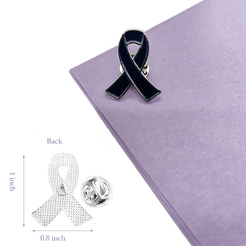 Image of Black Awareness Ribbon Pins 50Pcs Melanoma Skin Cancer Awareness Pin Accidents,Anti-Terrorism,Gang Prevention Awareness Brooch,Mourning Remembrance Day Gifts