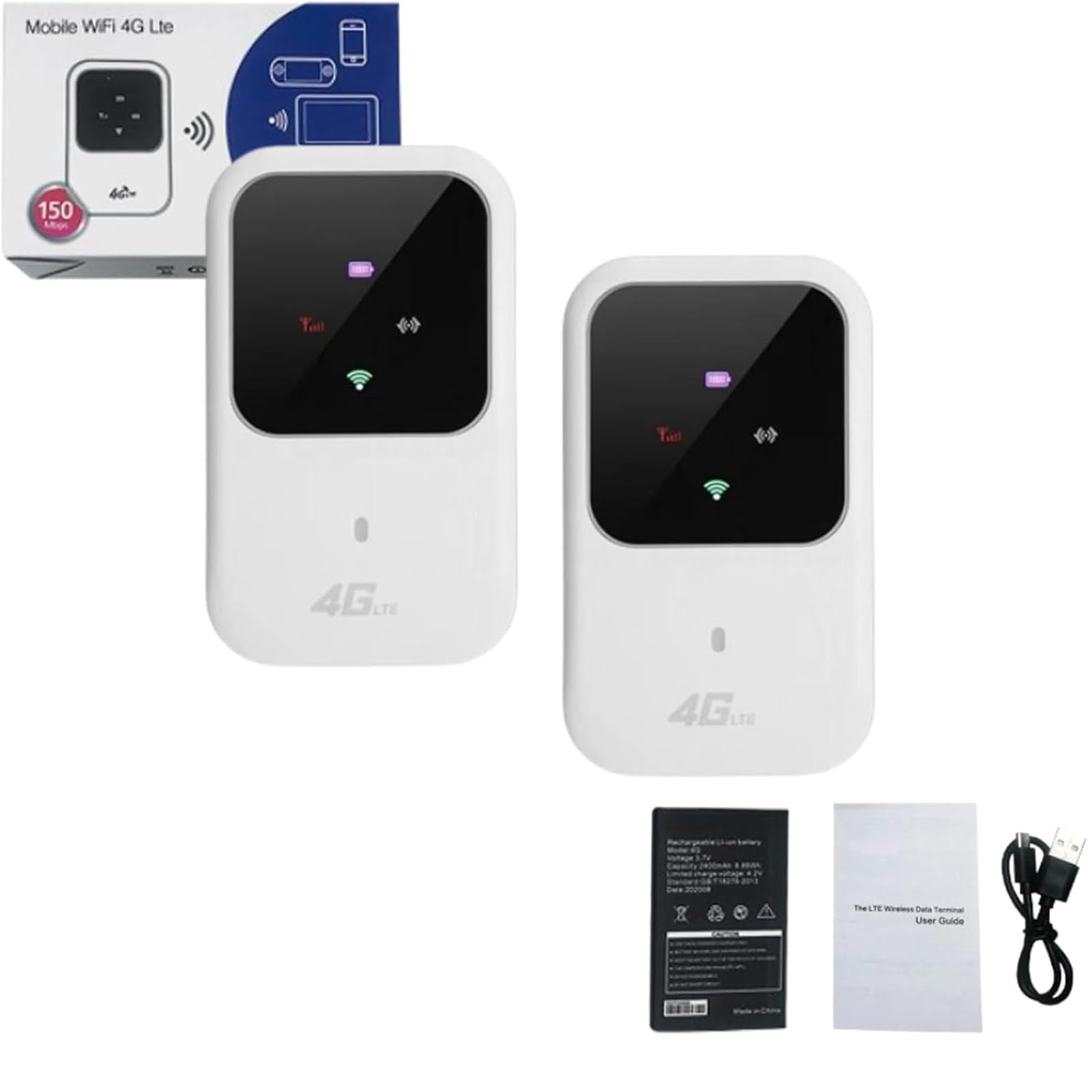 Ryokopro Portable WiFi, Muamaryoko Wireless Network, High Speed Smart Router for Anywhere, WiFi Hotspot, Standalone Hotspot (2set)