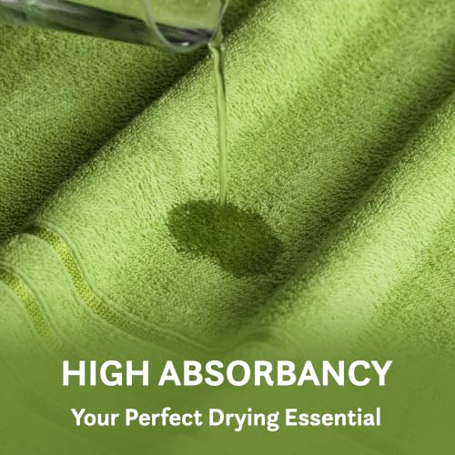 Image of MYTRIDENT Trident 100% Cotton Hand Towels, Highly Absorbent, Super Soft - 2 Piece Set, 400 GSM, Gym & Spa Towels - Lime Green