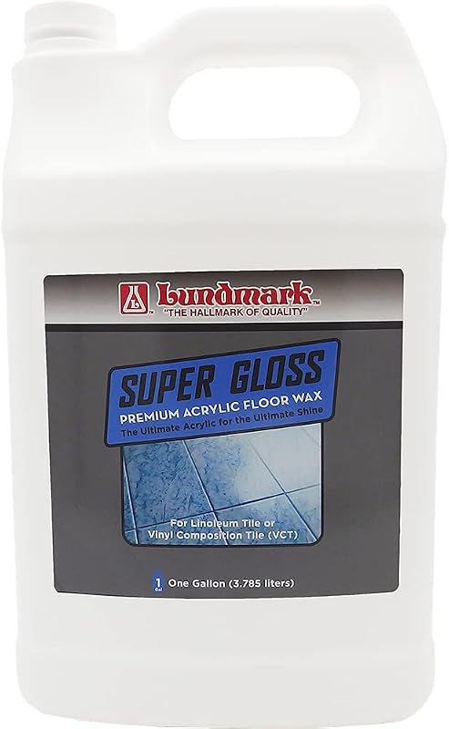 Lundmark Acrílico superbrillante, cera para pisos con acabado duro extra resistente, 1 galón, 3202G01-2, transparente (LUN-3202G01-2)