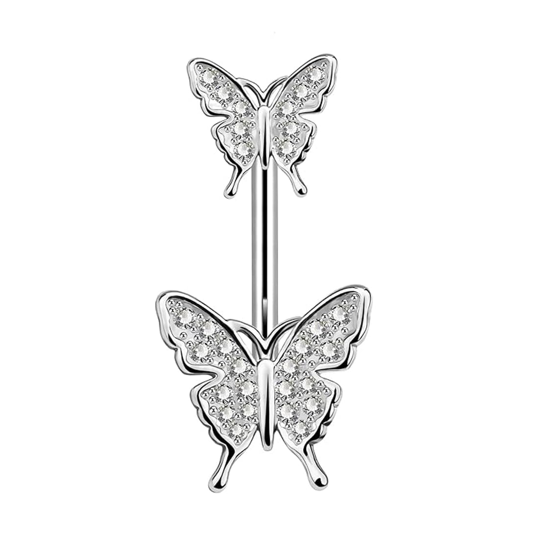 Womens Navel Belly Button Piercing Silver Double Butterfly Bananabell Ring: Pack of 1 (SRFAJW/25-DBF)-image-17