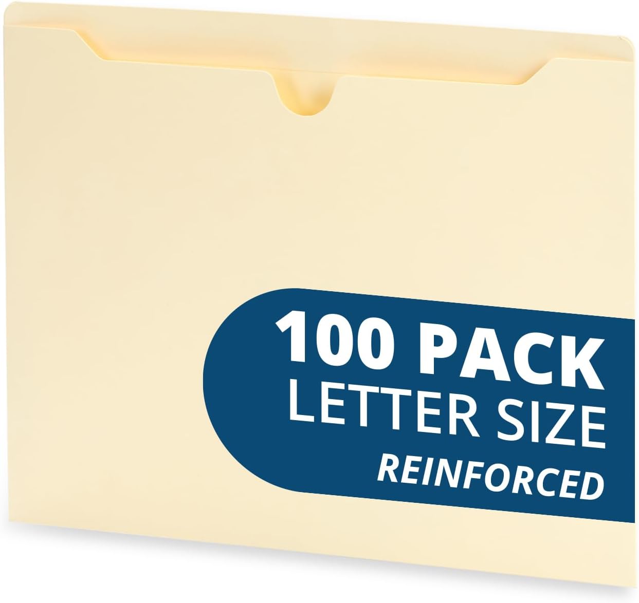 Blue Summit Supplies Manila File Jackets, Reinforced Straight Cut Tab, Designed for Use in Standard Hanging Files, Letter Size, 100 Pack