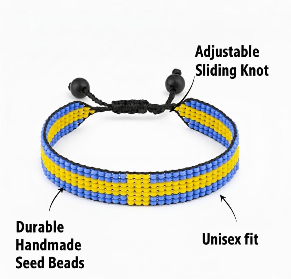 FAHARI Sweden Flag Bracelet: Handmade, Adjustable Unisex Boho Wristband - Image 2