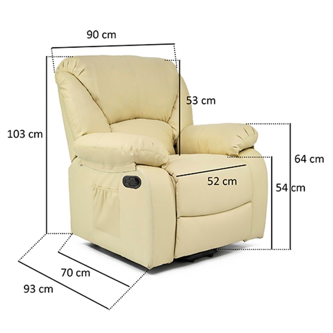 ECODE Fauteuil de massage relax Monaco, 10 vibromoteurs ondulés, inclinaison à 160°, fonction chaleur, programmes automatiques, vibro-ondulation, A++, ECO-8590 (Noir)