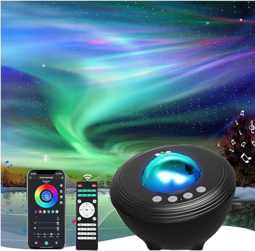 YunLone Galaxy Projector Star Lights Projector for Bedroom with 33 Lighting Aurora Projector with Bluetooth 5.0 Speaker Smart APP 8 White Noises Night Light with IR Remote Timer for Kids Adults