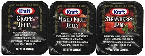 Kraft Grape Mixed Fruit & Strawberry Jam Variety Pack (0.5 oz Pouches, Pack of 200)