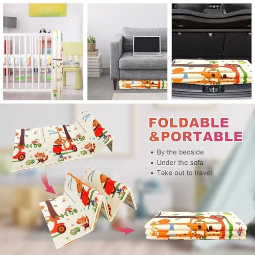 KESI ORNAMENTS Baby Folding Mat,Large Tummy Time Folding Baby Crawling Mat Outdoor Or Indoor Use, Waterproof Portable Double Sides Crawling Mats Cute Cartoon,Non Toxic for Kids Toddler Rug,Multicolor - Image 4 thumbnail