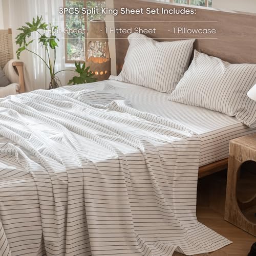 Image of MooMee Sheet Set 100% Washed Cotton Linen-Like Extra Deep Pocket Twin | Relaxed Linen-like Texture. Soft, Breathable & Lightweight Comfort. 15-19 inch Extra Deep Pocket with All-around Elastic