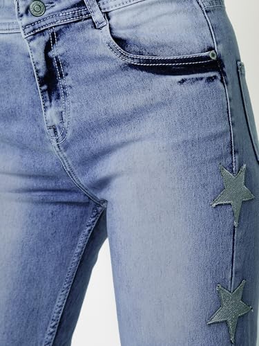 Image of Miss Chase Women's Skinny High Rise Cropped Fringed Hemline Detailing Stretchable Denim Jeans