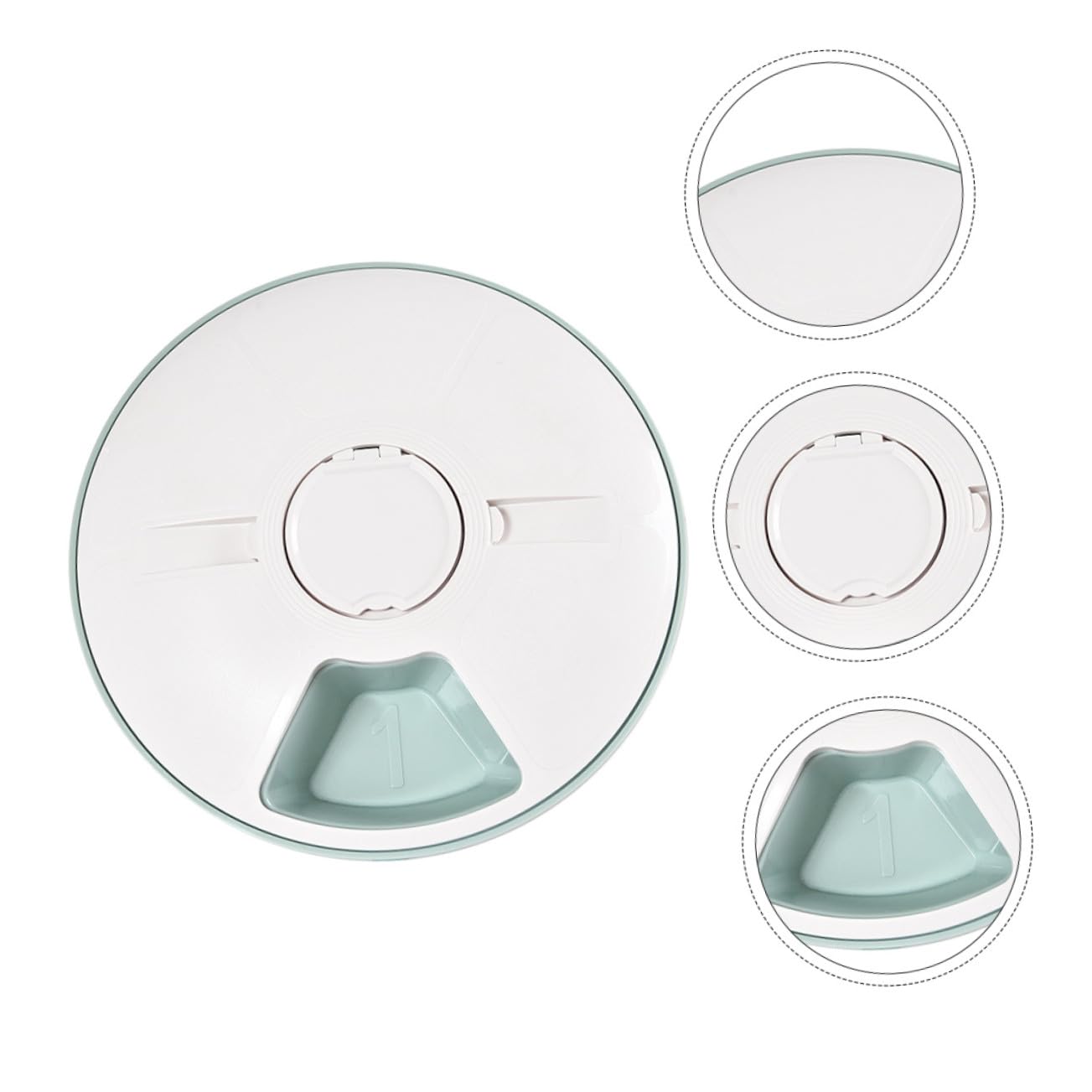 Comedero Automático Fácil de Limpiar y Ahorro de Espacio para Perros y Gatos 6 Comidas Programables Temporizador Inteligente Material Abs Verde Adecuado para Colocar Esquina