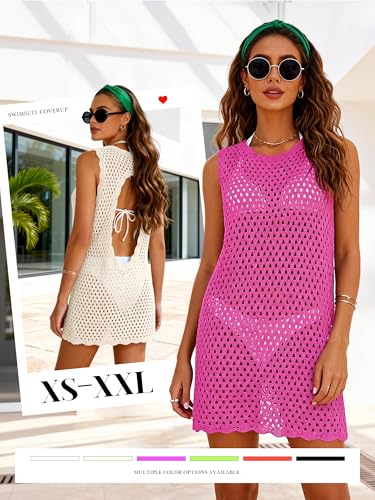 Image of ATOG Swimsuit Coverup for Women Beach Bathing Suit Cover Ups Crochet Swimwear Summer Knit Swim Outfits