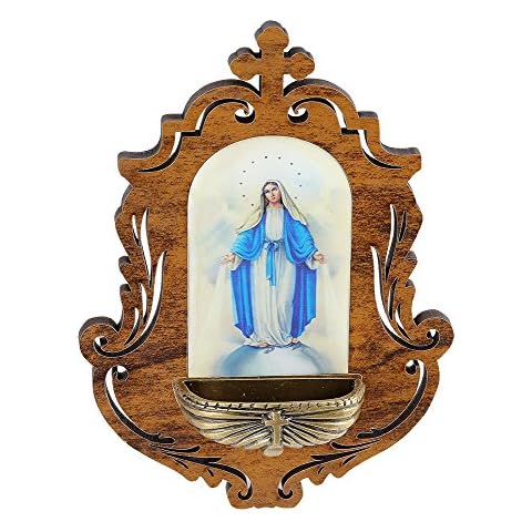 Catholica Shop Our Lady of Grace Wood Holy Water Wall Font - 15 cm L x 10.9 cm W Cover