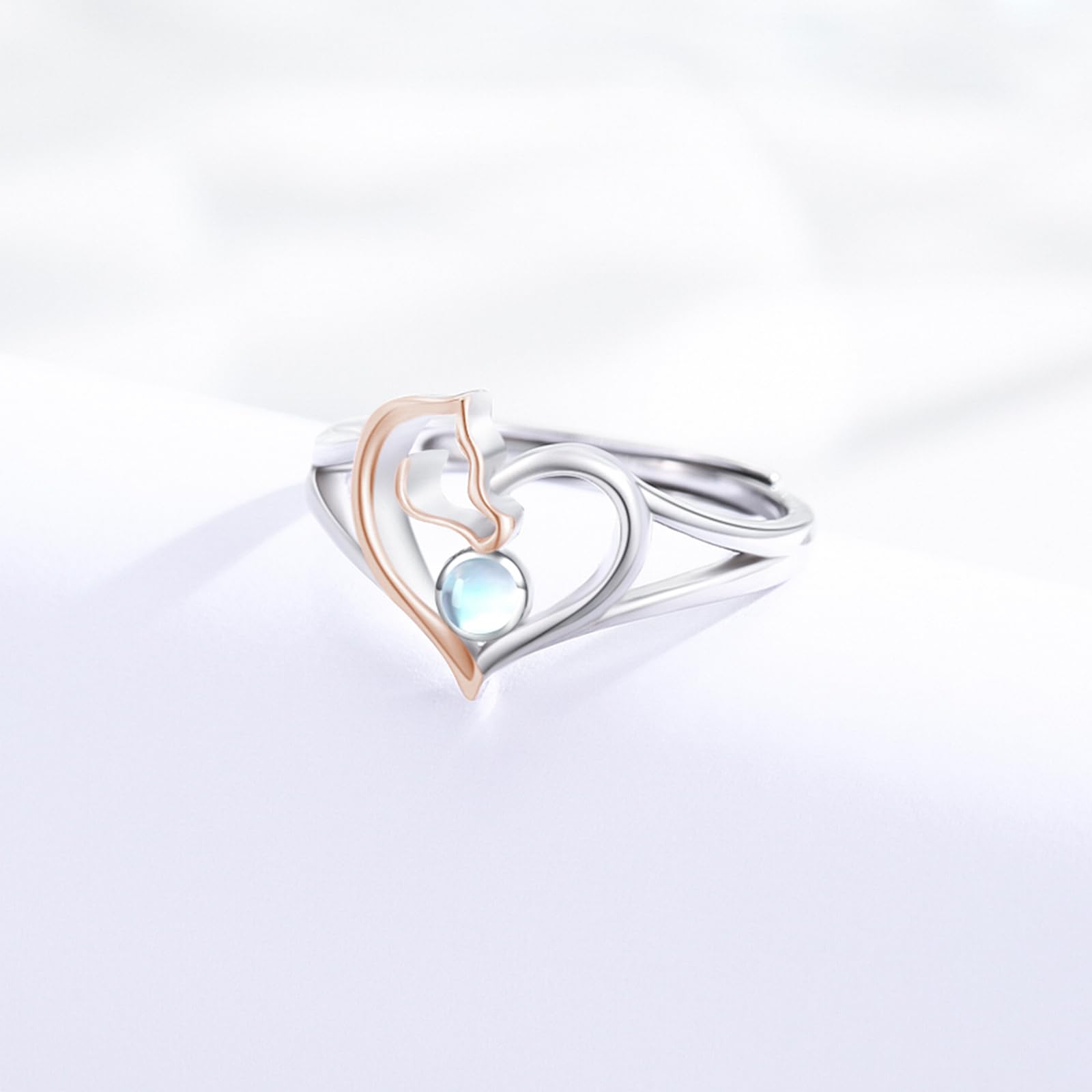 Tier Ring 925 Sterling Silber Hochland Kuh/Fuchs/Elefanten/Pferde/Eule Verstellbarer Offener Ringe Schmuck Geburtstag Weihnachten Geschenke für Damen Mädchen