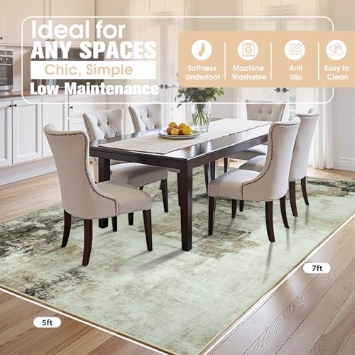 5x7 Area Rugs for Living Room Rug Washable: Abstract Rug for Dining Room Bedroom Carpet Non Slip 5 by 7 Indoor Modern Nursery Home Office Coffee