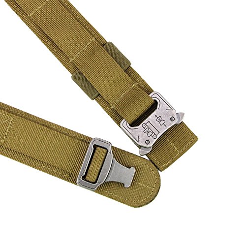 Aiduy Men's 1.5" Security Tactical Belt Heavy Duty Rescue Belt with Metal Buckle Molle System Military Style Belt Nylon Belts (Coyote Brown, Large)