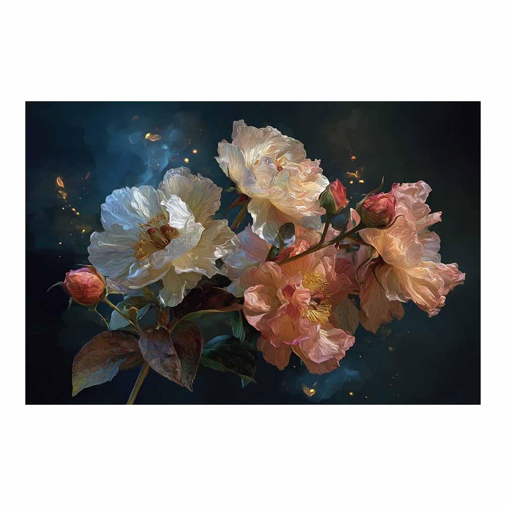 Xeniou Multicolor Flower Canvas Wall Art Dreamys Peony Bouquet Canvas Wall Art, For Living Room Bedroom Restaurant Home Office Wall Decoration(Multicolor)-80X120cm Unframed
