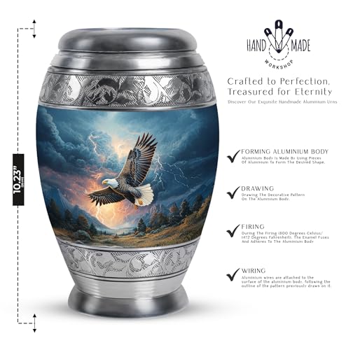 Image of Eagle Urn for Ashes Decorative Urns for Funeral 10 Inch Large | Decorative Urns for Funeral, Large Cremation Urn for Ashes Adult Male, Unique Urns for Human Ashes Adult Female