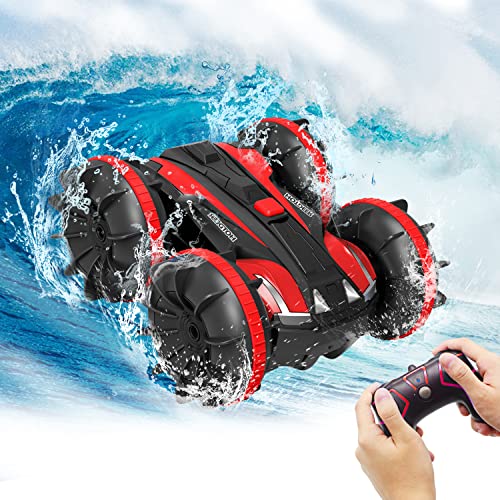 Car Toys for 6-10 Year Old Girls Yoophane Amphibious Remote Control Car, Remote Control Boat 2.4 GHz Waterproof RC Monster Truck 4WD Remote Control Vehicle Christmas Birthday Gifts for Girls (Red)