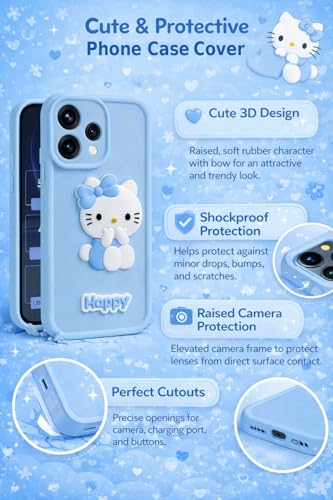 Image of Knotyy Cute 3D Cartoon Soft Silicone Back Cover for Motorola Moto G67 Power 5G - Stylish Design Slim Protective Case with Camera Protection for Moto G67 Power 5G (Blue)