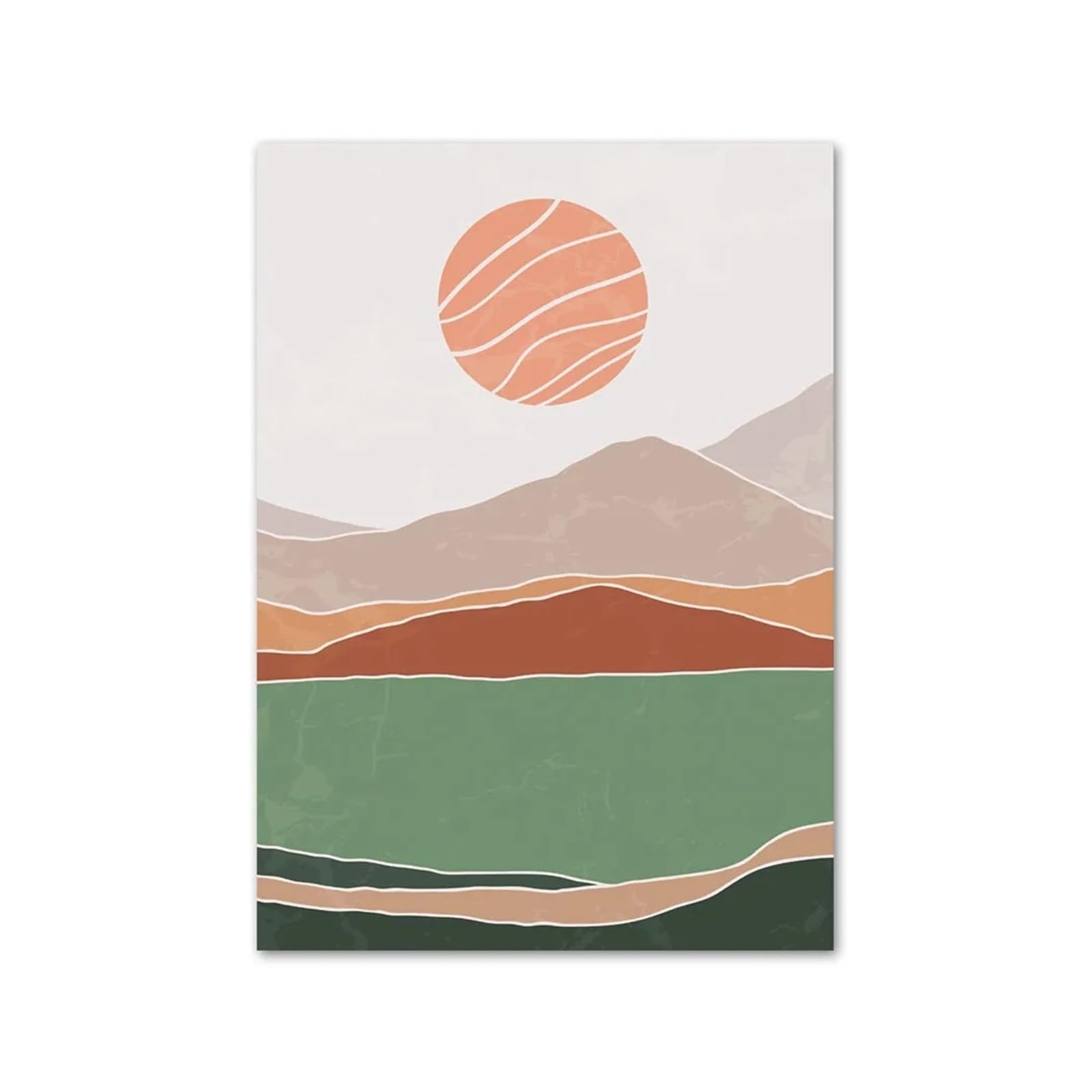 Graiting A 1Pc Leaves Sun Rainbow Olive Geometry Wall Rt Mural Canvas Painting Posters Nd Print Pictures Living Room Decor(,A4 21X30cm No Framed)