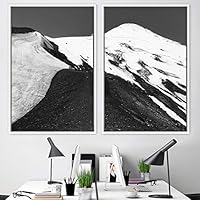 2 Piece Framed Canvas Wall Art Monochromatic Mountains Canvas Prints Home Artwork Decoration for Living Room,Bedroom - 16