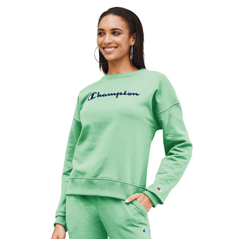 ChampionWomen's Sweatshirt, Powerblend, Crewneck, Sweatshirt for Women, Script (Reg. or Plus)