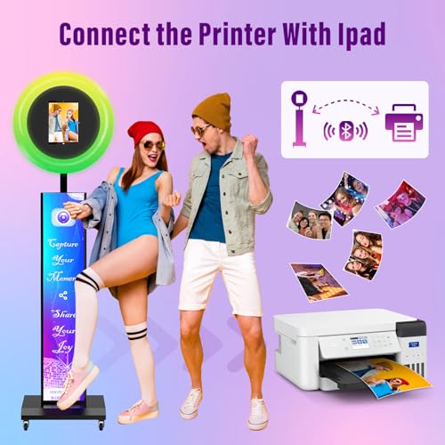 Image of Photo Booth Machine Compatible with Ipad 12.9in 11in 10.9in 10.2in, Photo Booth Machine with Software APP Control,Music Sync,Free Custom Logo,Flight Case,for Parties,Wedding,Events(Black)