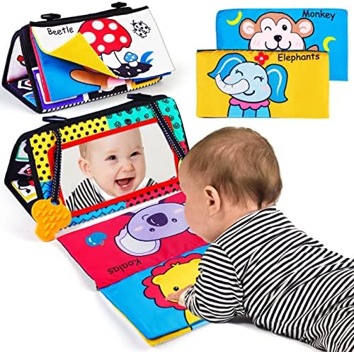 KmmiFF Tummy Time Mirror Toys Baby Sensory Toys 0 6 Months,Black and White Newborn Sensory Toys for Babies 0-3 6-12 Months,Teething Toys for Baby Books 0-6 Months Baby Girl Boy Gifts Newborn