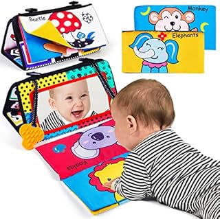 KmmiFF Tummy Time Mirror Toys Baby Sensory Toys 0 6 Months,Black and White Newborn Sensory Toys for Babies 0-3 6-12 Months,Teething Toys for Baby Books 0-6 Months Baby Girl Boy Gifts Newborn