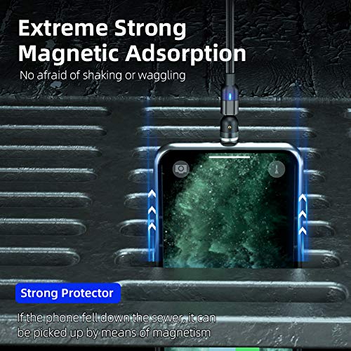 BIG+ Magnetic Charging Cable QC3.0A Fast Charging [4 Pack] 540° Rotating Heads. Magnetic Phone Charger, Magnetic Data Cable. Compatible Charger for Smartphones, Micro USB & Type C Devices