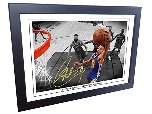 12x8 A4 Signed Stephen Curry Golden State Warriors Autographed Basketball Photo Photograph Picture Frame Gift