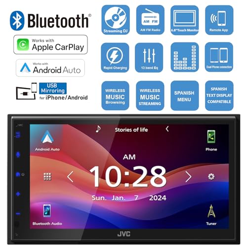 JVC KW-M595BT Doble DIN Pantalla táctil 6.8 pulg Bluetooth miniatura 3