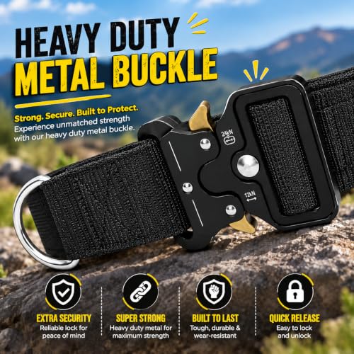 Image of Tactical Dog Collar and Leash Set, Black