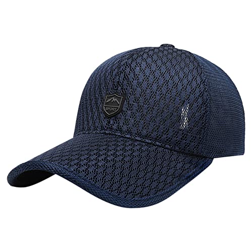 Gorra de béisbol para hombre, de ala larga, transpirable, con visera C, azul marino, Talla única