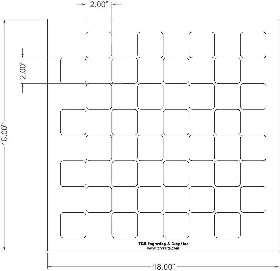 Chess Checkerboard Stencil -18 X 18 Inches. Board with 2 Inch Squares