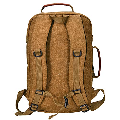 WITZMAN Travel Backpack for Men Carry On Canvas Backpack Duffel Bag Durable Rucksack (A560 Tan)