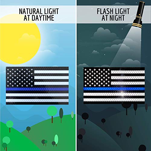 3Pc Reflective Thin Blue Line Decal - 5X3 Inches - American Flag Thin Blue Line Sticker - Police Stickers - Blue Lives Matter Sticker - Back The Blue Car Decal Law Enforcement Flag Car Bumper Window #TOP1