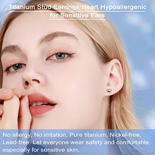 Titanium Earrings Tiny Dot/Heart/Triangle Stud Earrings, Hypoallergenic for Sensitive Ears Women Men, Premium High Polished (Shiny Grey)4