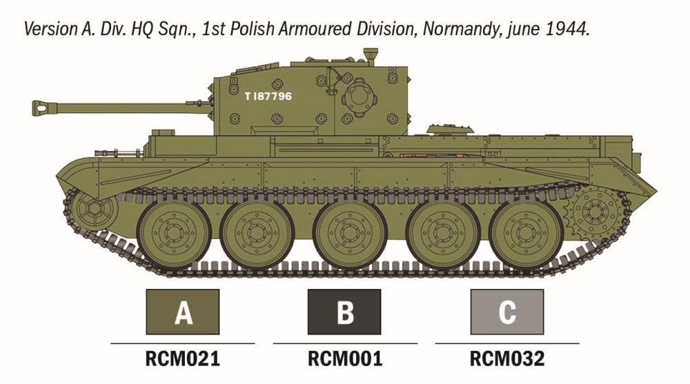 Italeri Zestaw startowy 75004 - Easy Paint: Cromwell Mk. IV, skala 1:56, zestaw modelarski z tworzywa sztucznego/plastikowy model do montażu, zawiera klej i 3 pisaki akrylowe do malowania