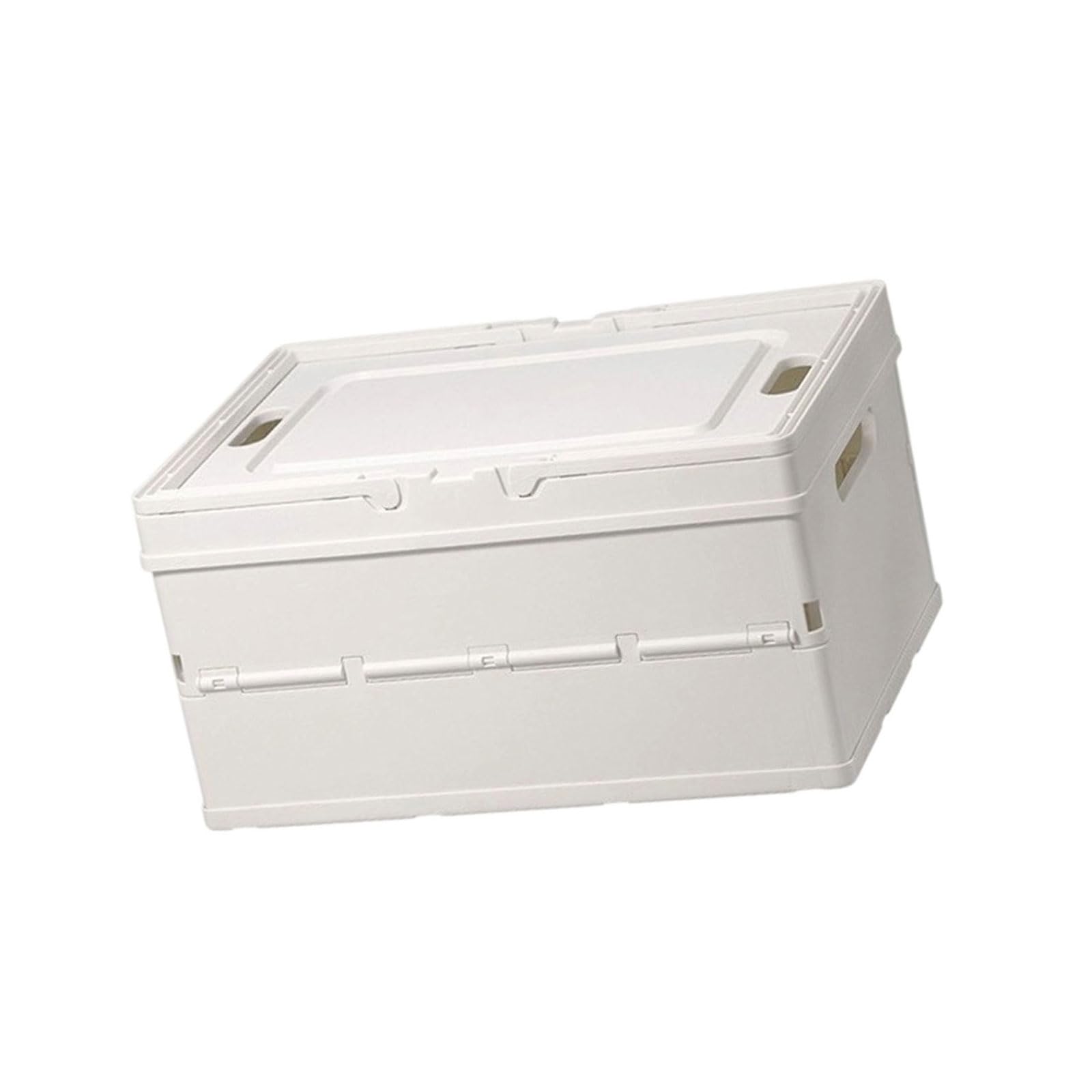 Shntig White Lidded Storage Box, Folding Bin With Side Handle Openings For Closet Shelf And Home Storage Indoors Folding Box Closet Organizer Bin Shelf Lidded Organizer Home Flat Side