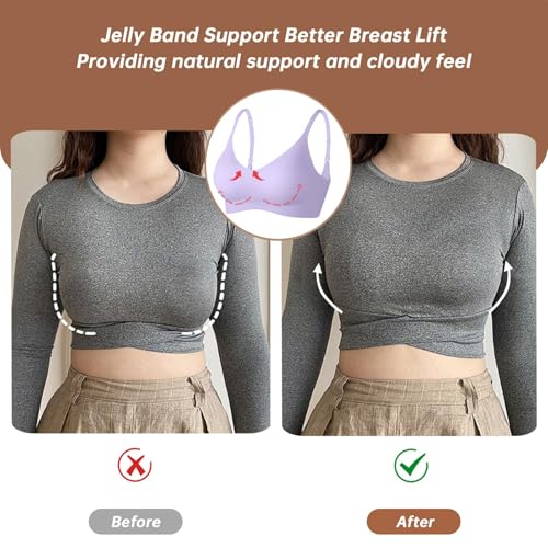 Image of OEAK Womens Wireless Jelly Bras Comfortable Push Up Bra No Underwire Gel Bra Full Support Lift Everyday Seamless Tshirt Bras