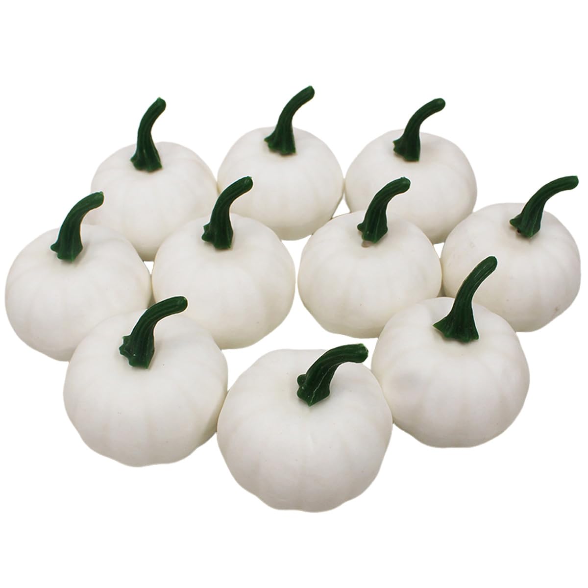 Shifanqi 10Pcs Small White 10Pcs Small Artificial Pumpkins, Fall Fake Foam Pumpkin Decor, Autumn Decorations For Thanksgiving Harvest Halloween Christmas Home Table Centerpiece Decoration, White