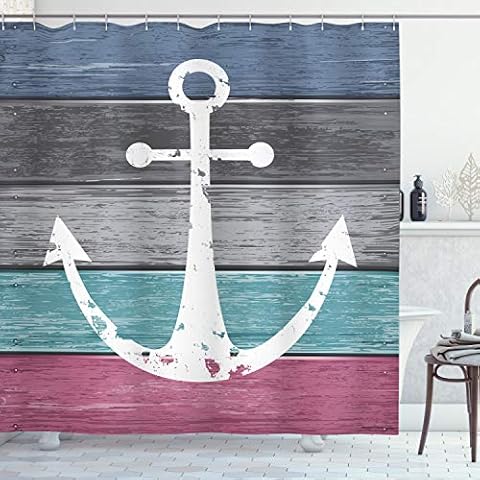 Ambesonne Nautical Anchor Shower Curtain Cover
