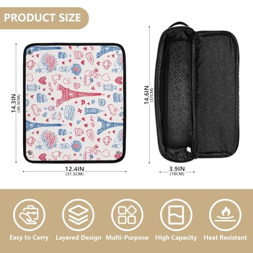 Bolsa de viaje Paris Love Red White para herramientas de cabello, organizador resistente al calor y gran capacidad para planchas, rizadores y accesorios miniatura 4