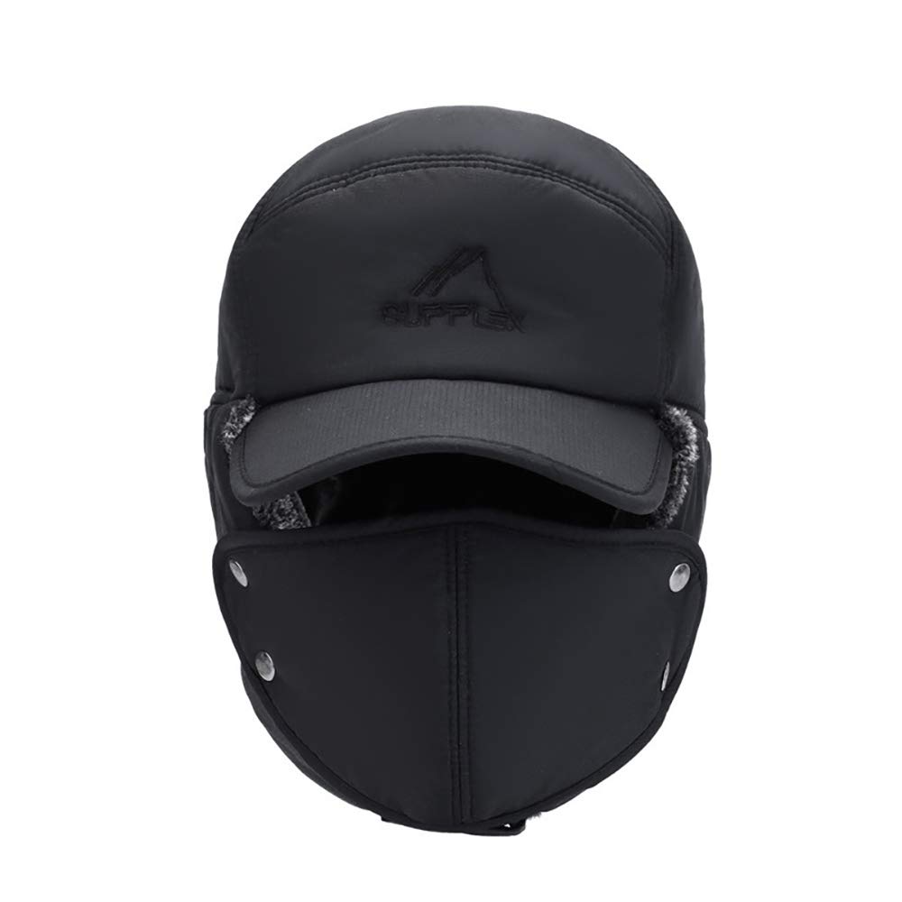 Winter Baseball Hats Unisex Trapper Trooper Hat with Ear Flap Full Face Cover Protect Warm Windproof Baseball Ski Hunting Cap for Skating Skiing or Other Outdoor Activities Black